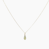 Light Green Sapphire Drop Solid Gold Necklace