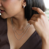 Twist Link Necklace, Rhodium
