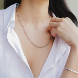 Ball Chain Necklace, Rhodium