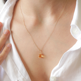 Citrine Drop Solid Gold Necklace