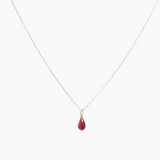 Ruby Drop Solid Gold Necklace