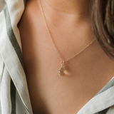 Olive Quartz Drop Solid Gold Necklace