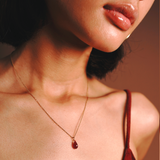 Ruby Drop Solid Gold Necklace