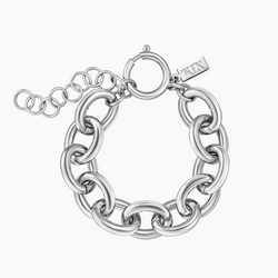 Brass Round Link Bracelet, Rhodium