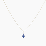 Blue Sapphire Drop Solid Gold Necklace