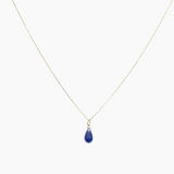 Blue Sapphire Drop Solid Gold Necklace