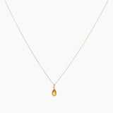 Citrine Drop Solid Gold Necklace