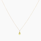Lemon Quartz Drop Solid Gold Necklace