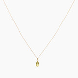 Olive Quartz Drop Solid Gold Necklace