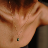 Emerald Drop Solid Gold Necklace