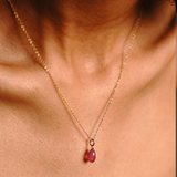Pink Sapphire Drop Solid Gold Necklace