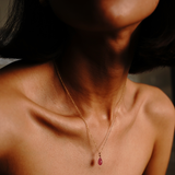 Pink Sapphire Drop Solid Gold Necklace