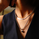 Puffy Heart Necklace, Rhodium