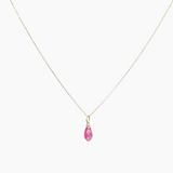 Pink Sapphire Drop Solid Gold Necklace