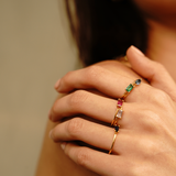 Solid Gold Bamboo Baguette Ring II