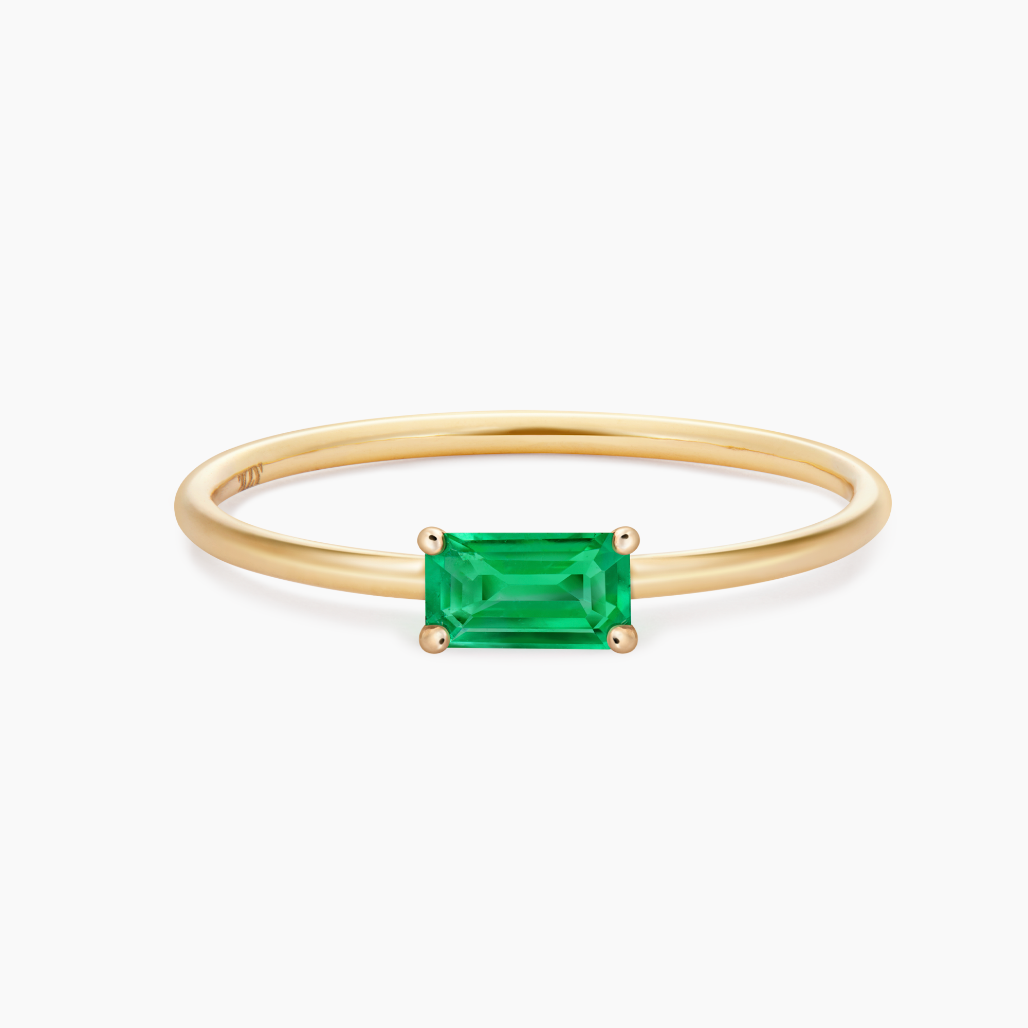 Solid Gold Bamboo Baguette Ring II