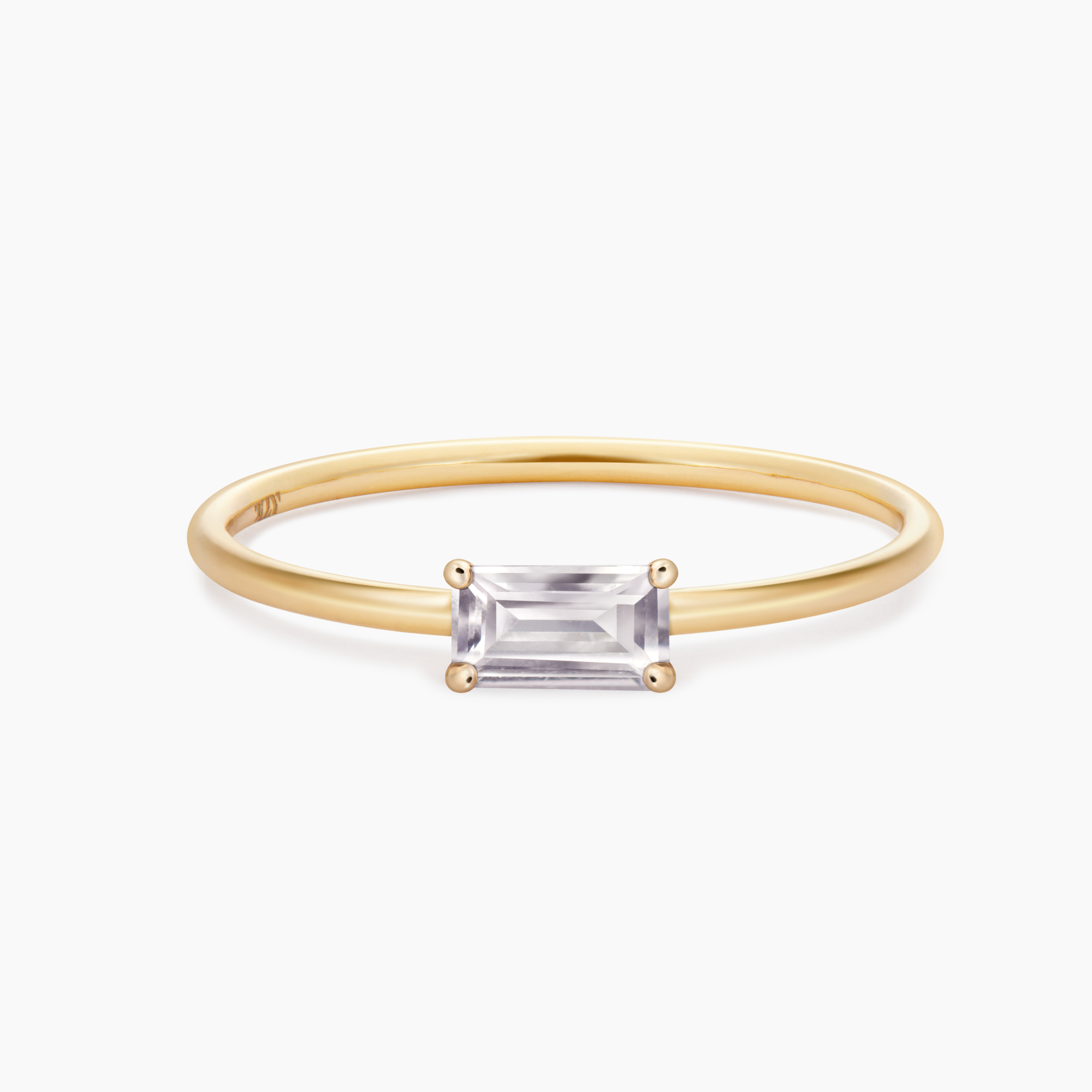 Solid Gold Bamboo Baguette Ring I