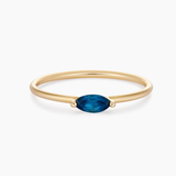 Solid Gold Bamboo Marquise Ring
