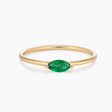 Solid Gold Bamboo Marquise Ring