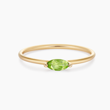 Solid Gold Bamboo Marquise Ring