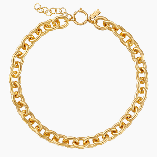 Brass Round Link Necklace, Gold