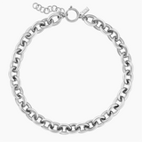 Brass Round Link Necklace, Rhodium