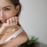Solid Gold Bamboo Marquise Ring