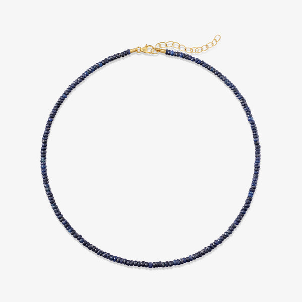 Solid Gold Midnight Blue Sapphire Necklace