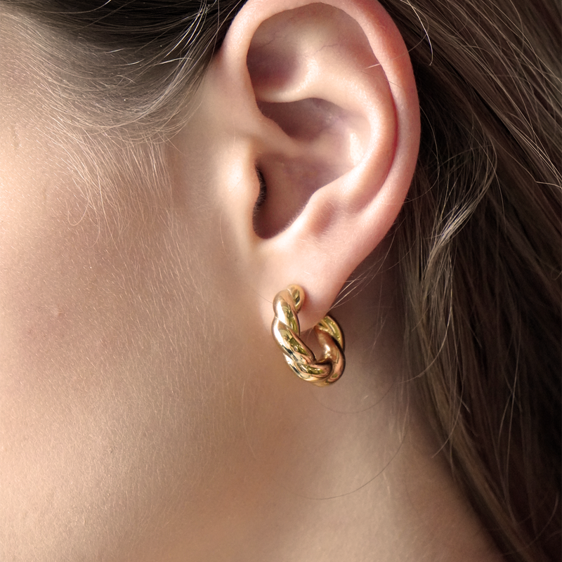 0.8" Sally Hoops, Gold Vermeil