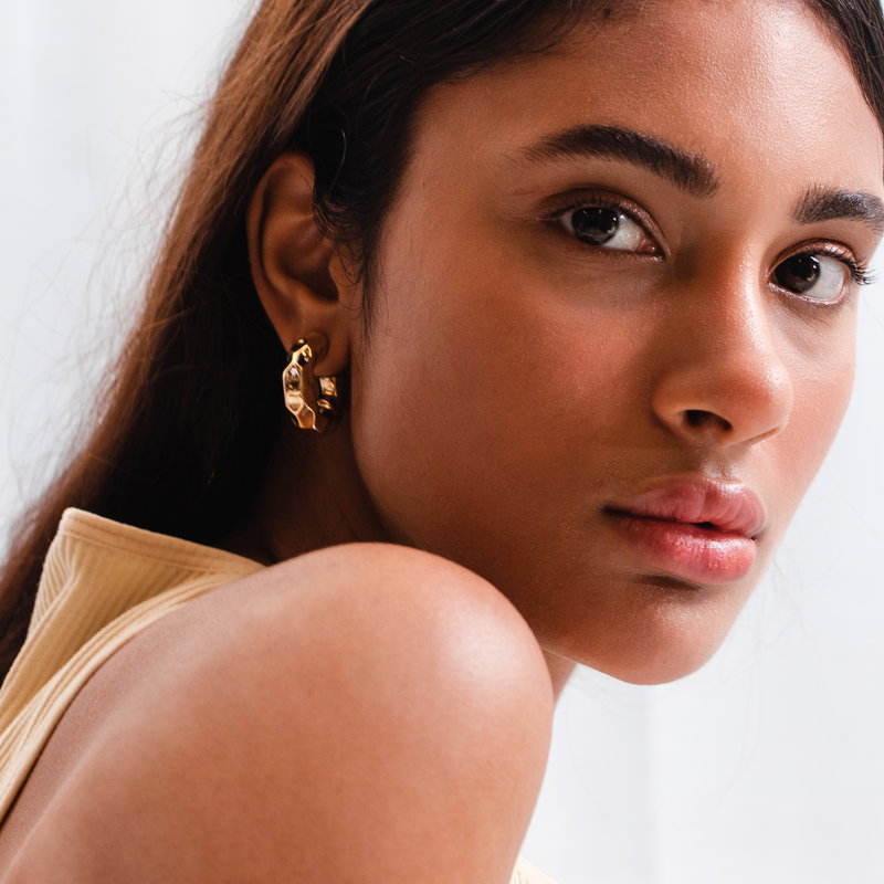 1" Nysa Hoops, Gold Vermeil