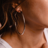 3" Zara Hoops, Rhodium