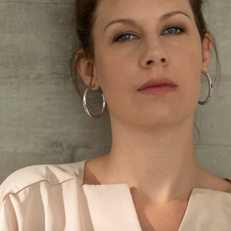 1.7" Anna Hoops, Rhodium
