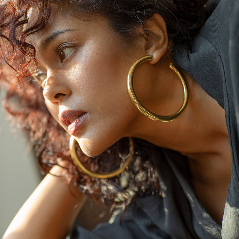 3" Linny Hoops, Gold Vermeil