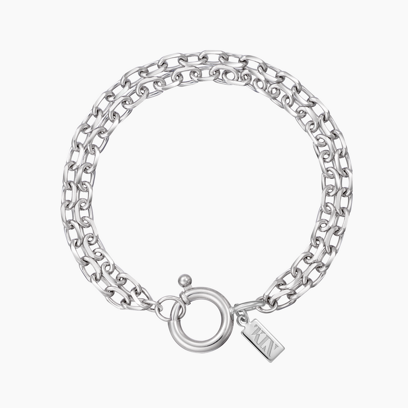 Double Diamond-Cut Anchor Bracelet, Rhodium