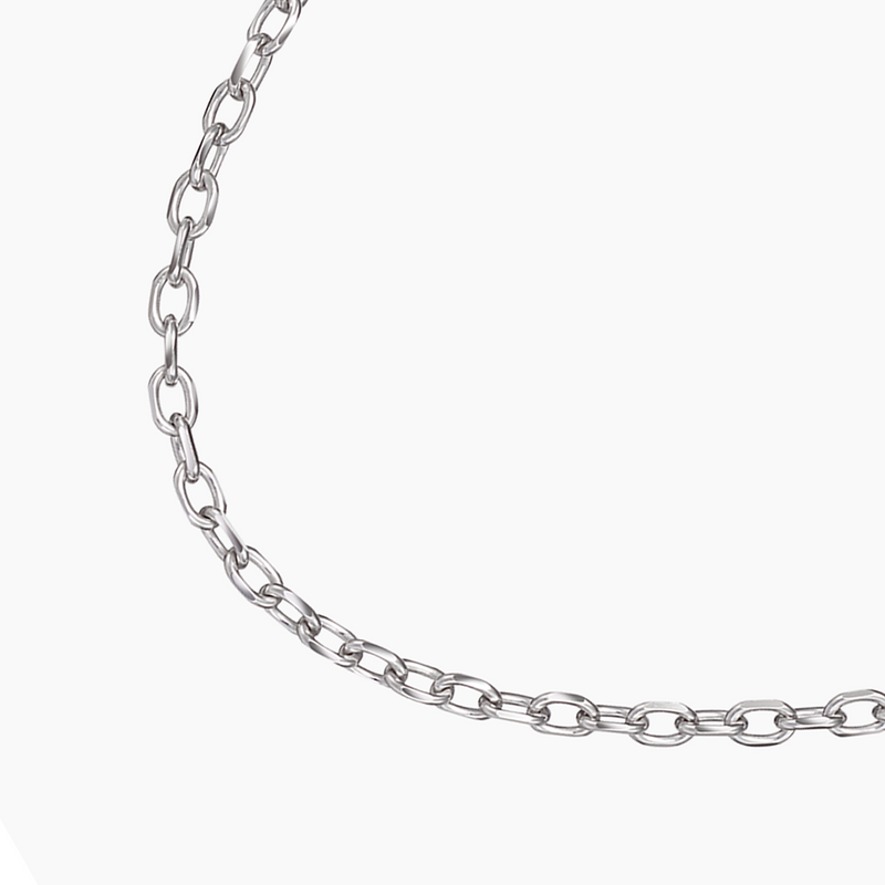 Diamond-Cut Anchor Chain Necklace, Rhodium