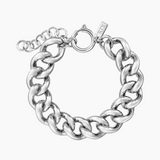 Brass Classic Curb Bracelet, Rhodium