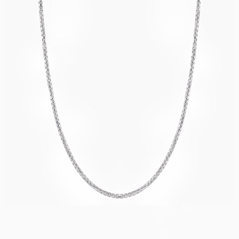 Box Chain Necklace, Rhodium