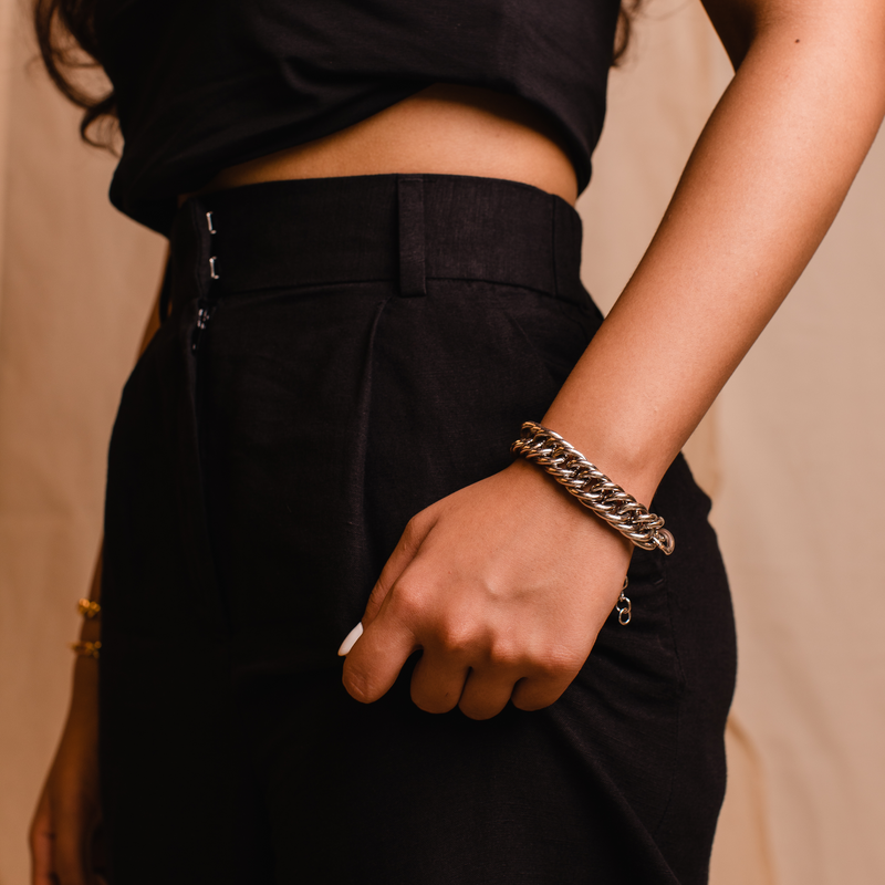 Brass Braid Bracelet, Rhodium