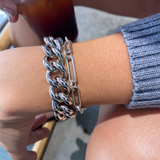 Brass Classic Curb Bracelet, Rhodium