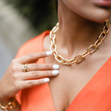 Brass Oval Link Necklace, Gold