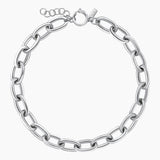 Brass Oval Link Necklace, Rhodium