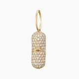 Paved Pill Charm, Gold Vermeil