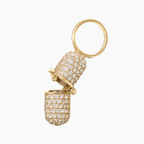 Paved Pill Charm, Gold Vermeil