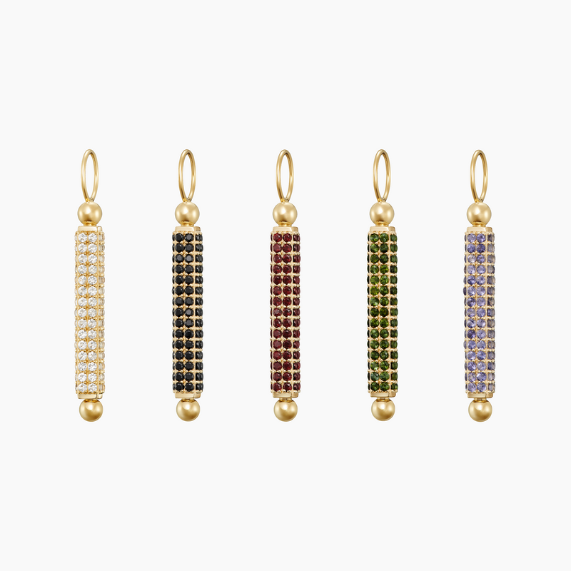 Paved Wand Charm, Gold Vermeil