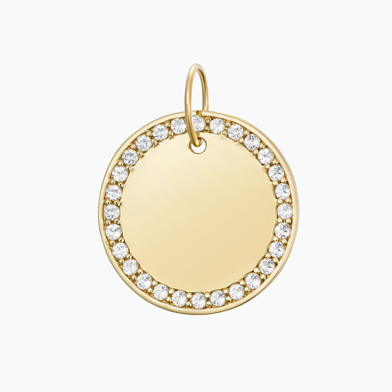 Paved Round Charm, Gold Vermeil