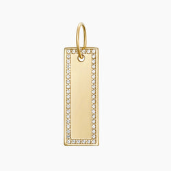 Paved Tag Charm, Gold Vermeil