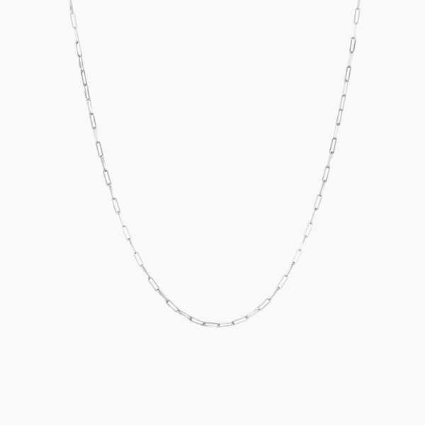 Medium Rolo Chain Necklace, Rhodium
