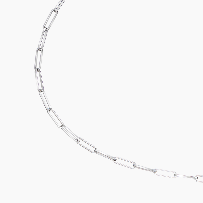 Medium Rolo Chain Necklace, Rhodium