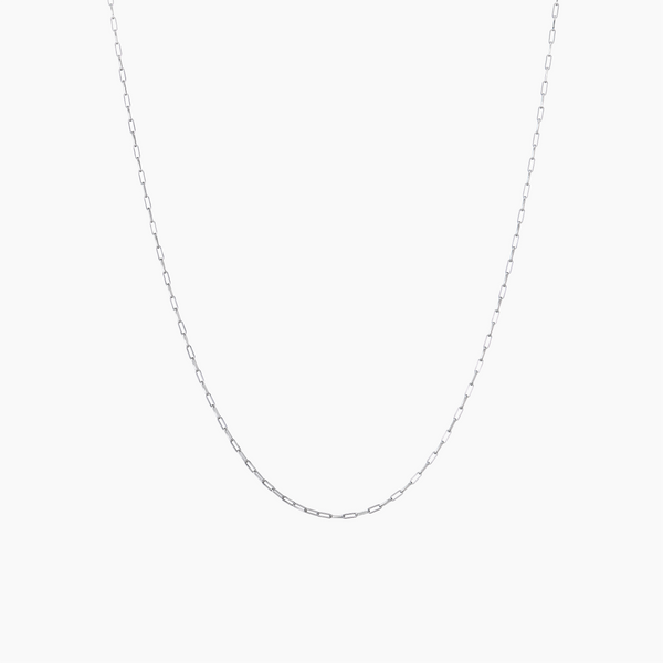 Small Rolo Chain Necklace, Rhodium