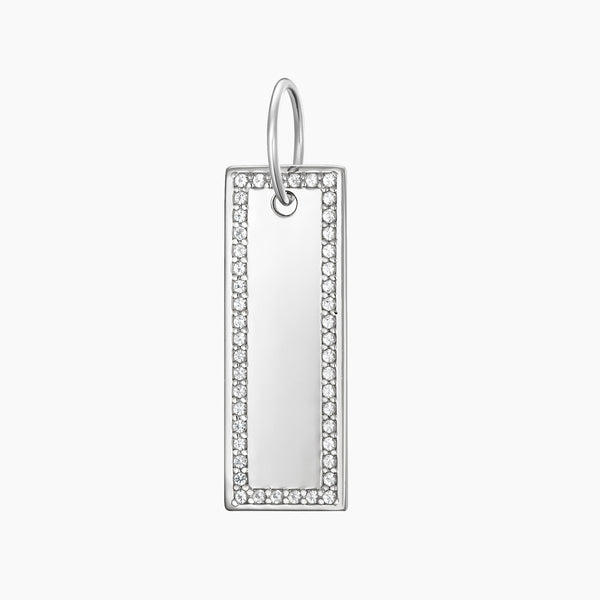 Paved Tag Charm, Rhodium